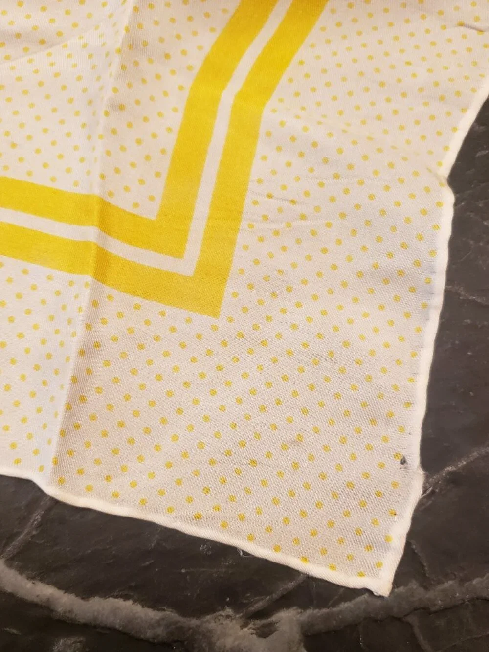 Echo Vintage Yellow Cream Polka Dot Silk Feel Square Scarf 26x26